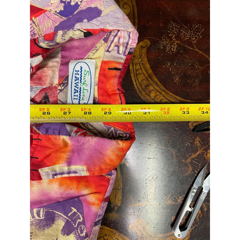 Vtg Surf Line Hawaii Mens Red Purple Tie Dye Tropical Hawaiian Shirt Cotton L - Picture 7 of 11